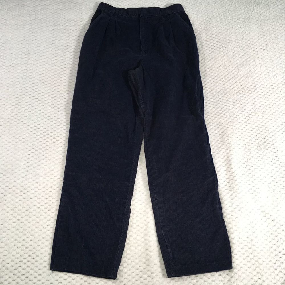 Vintage Mom Corduroy, Blue, Present Co. Pants. Ultra High Rise, Pleated Front.